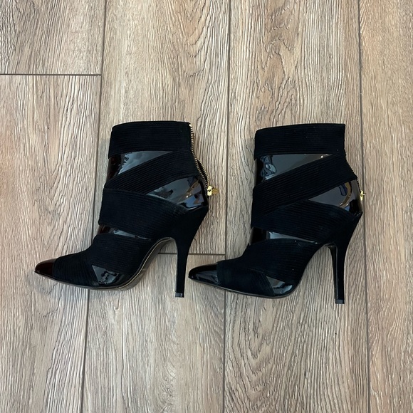 Charles Jourdan “Cecil Patent Leather-Suede Ankle Boot” - Picture 1 of 4